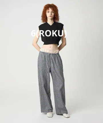 6roku 6 코튼 체크 팬츠 36