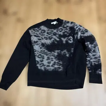 Y-3 블랙 레오파드 무늬 니트 스웨터 XS