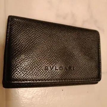 BULGARI 블랙 가죽 코인 케이스