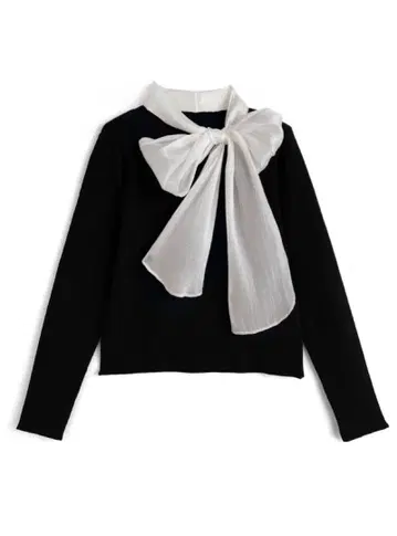 [새상품 즉시 발송] GRL 리본 니트탑[gn533] 블랙