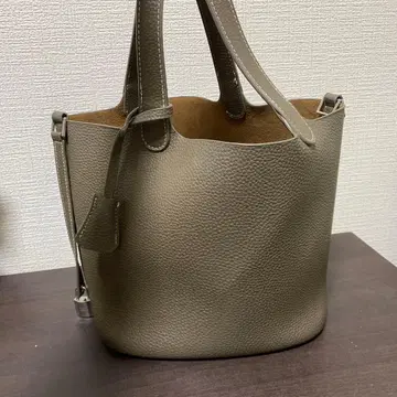 천연 가죽 카키색 버킷형 핸드백