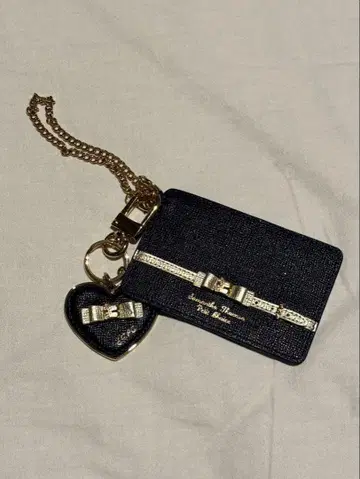 사만다 타바사 쁘띠 초이스 카드 케이스 하트형 참 포함 네이비 미사용