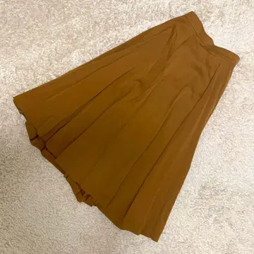 [ 고품질 ] ELLE 플리츠 스커트 카멜 울 혼방 미디 기장