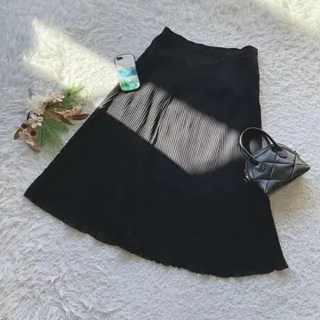 플리츠 스커트 롱 안감 있음 13호 XL 출퇴근 빅 사이즈 오피스