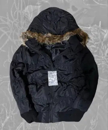 새상품 00s archive 퍼 달린 다운 Y2K 짧은 기장 그런지 광택