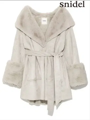 snidel 모즈 코트 퍼 허리 벨트 포함 프리 사이즈 라이트 그레이