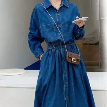 L 데님풍 원피스 성숙/러블리 루즈핏 실루엣 외출 코디