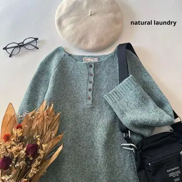 b1810* 내추럴 런드리 헨리넥 울 니트 풀오버