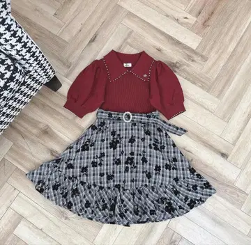 evelyn 반팔 니트 빨간색 펄