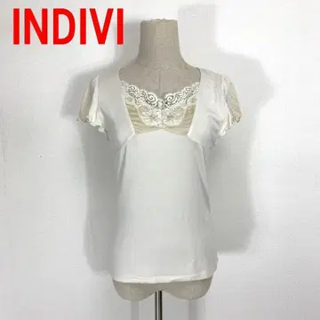 A4133 택 포함 새상품 인디비 반팔 T셔츠 레이스 베이지 38