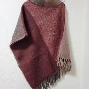 울 혼방 프린지 부착 판초