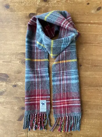 스코틀랜드제 HILLTOP 램스울 체크 무늬 머플러