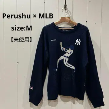 페르슈 Perushu x MLB 콜라보 자카드 니트 네이비 M