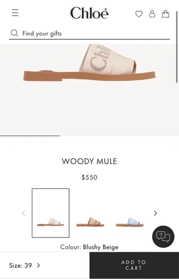 끌로에 우디 뮬 샌들 39 블러쉬 베이지