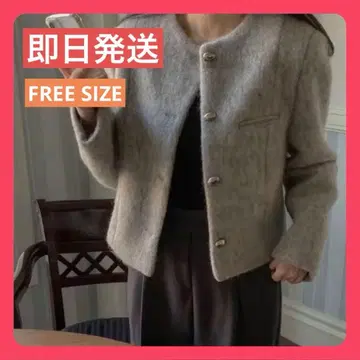 [ 당일 발송 ] 새상품 노카라 울 느낌 자켓 그레이 자켓 캐주얼 한국