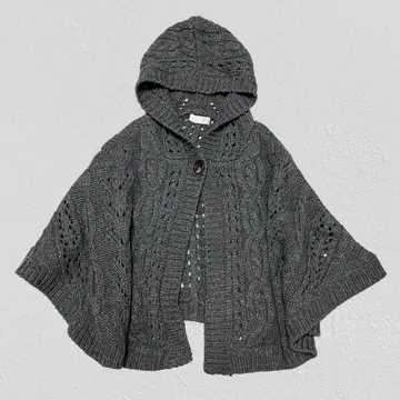 Ehyphen world gallery 후드 부착 케이블 니트 판초 F