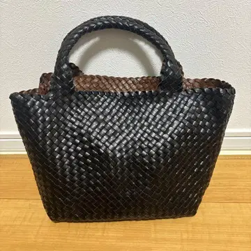 HIROFU 가죽 인트레차트 브레짜 핸드백 블랙