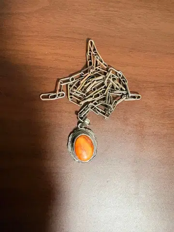 오렌지 스톤 실버 925 목걸이 터콰이즈