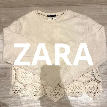 ZARA 크림색 니트탑 레이스 트리밍 포함