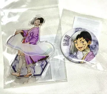 Dr.STONE 아사기리 겐 샤봉 비눗방울 아크릴 스탠드와 캔뱃지 세트