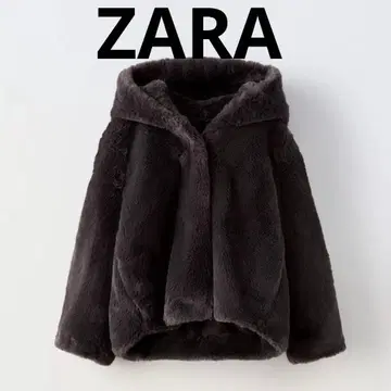 새상품급 ZARA 인조 모피 자켓 후드 숏 기장 짧은 기장 숏코트