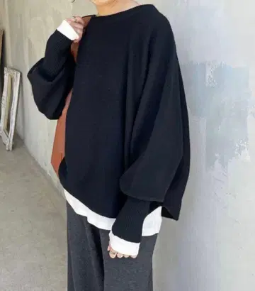 스픽앤스팬 인기 돌먼 롱 리브 니트 울 퍼머시 블랙