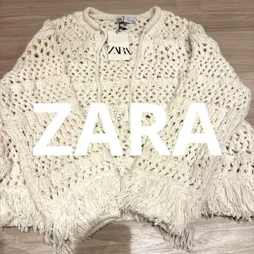 ZARA 화이트 프린지 니트 스웨터