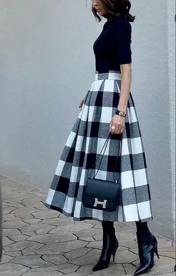 SYSORUS x akko3839 블록 체크 스커트 36