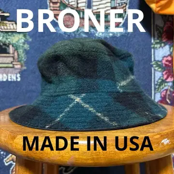 [ 데드스탁 ] BRONER 울 햇 USA 체크 무늬 빈티지