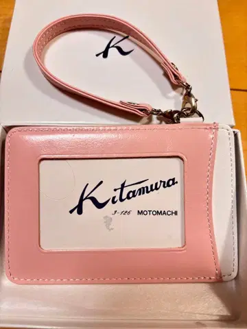 Kitamura 패스 케이스 스트랩 포함 핑크