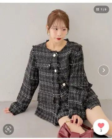 chico 트위드 프린지 자켓 셋업