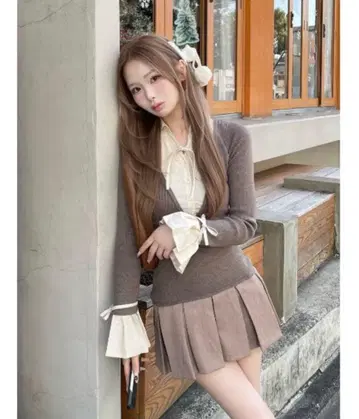 Darich 셔츠 도킹 플리츠 미니 원피스