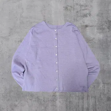 00s vintage 루즈핏 가디건 크루넥 보라색 면 x 폴리 레트로