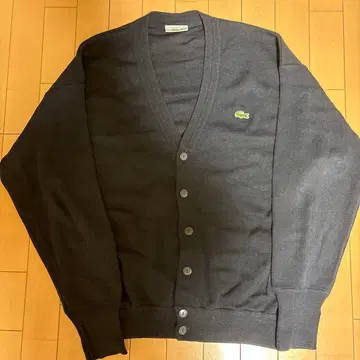 LACOSTE 플레인 V넥 니트 가디건 네이비