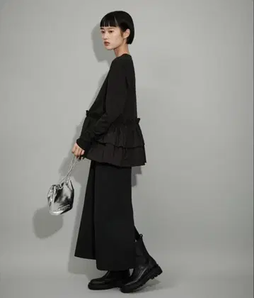 ADAM ET ROPE' 개더 콤비 튜닉 블랙