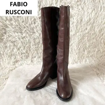미사용급 파비오 루스꼬니 롱 부츠 자키 부츠 브라운