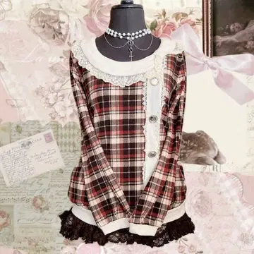 y2k axes femme 체크 리본 레이스 위시코어