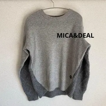 운모앤딜 니트 스웨터 그레이 스마일 케이블 일본제 겨울