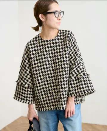 FRAMeWORK 코튼 트위드 프린지 풀오버