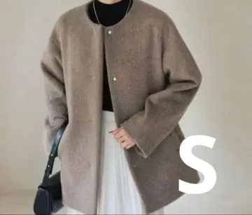 그린 라벨 릴랙싱 코트 모카색 노카라 자켓 36