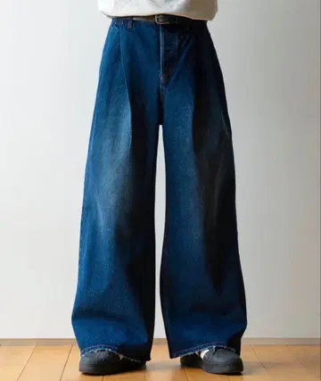 SINSS 2턱 플레어 와이드 데님 S 사이즈 블루 완판템