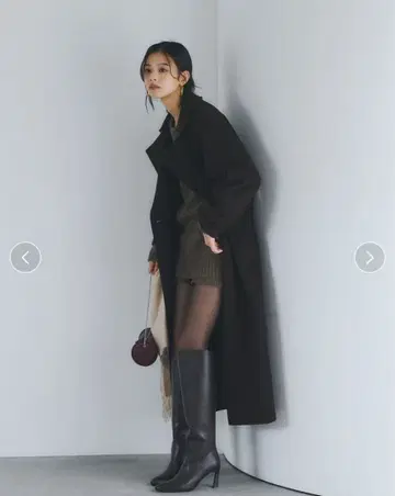 anuans 울 트렌치코트 Dark Brown