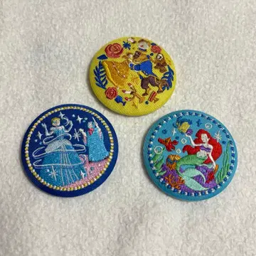 디즈니 자수 캔뱃지 신데렐라 리틀 머메이드 미녀와 야수