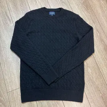 퓨어 캐시미어 100% BEAMS 블랙 케이블 니트 스웨터