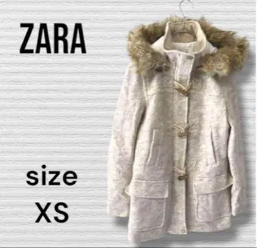 ZARA 자라 TRAFALUC 후드 부착 코트 XS 베이지 퍼 부착