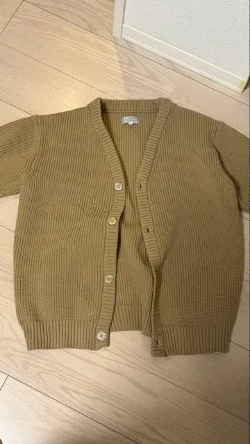 ABAHOUSE 베이지 리브 긴팔 가디건