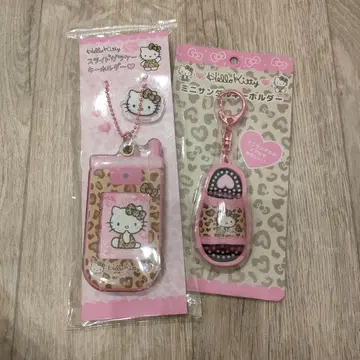 헬로키티 슬라이드 휴대폰 키링 미니 샌들 키링 표범 무늬