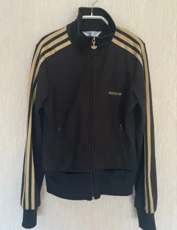 adidas 블랙 금 스트라이프 자켓
