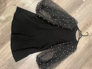 eimy 블랙 펄 장식 시어 원피스