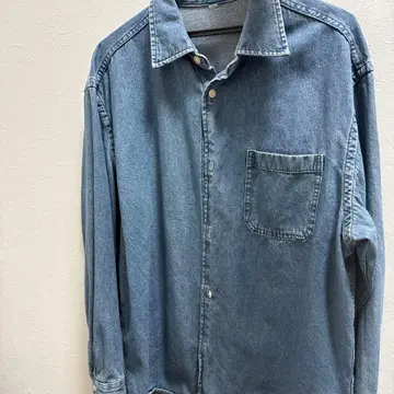 남성용 샴브레이 셔츠 긴팔 데님 셔츠